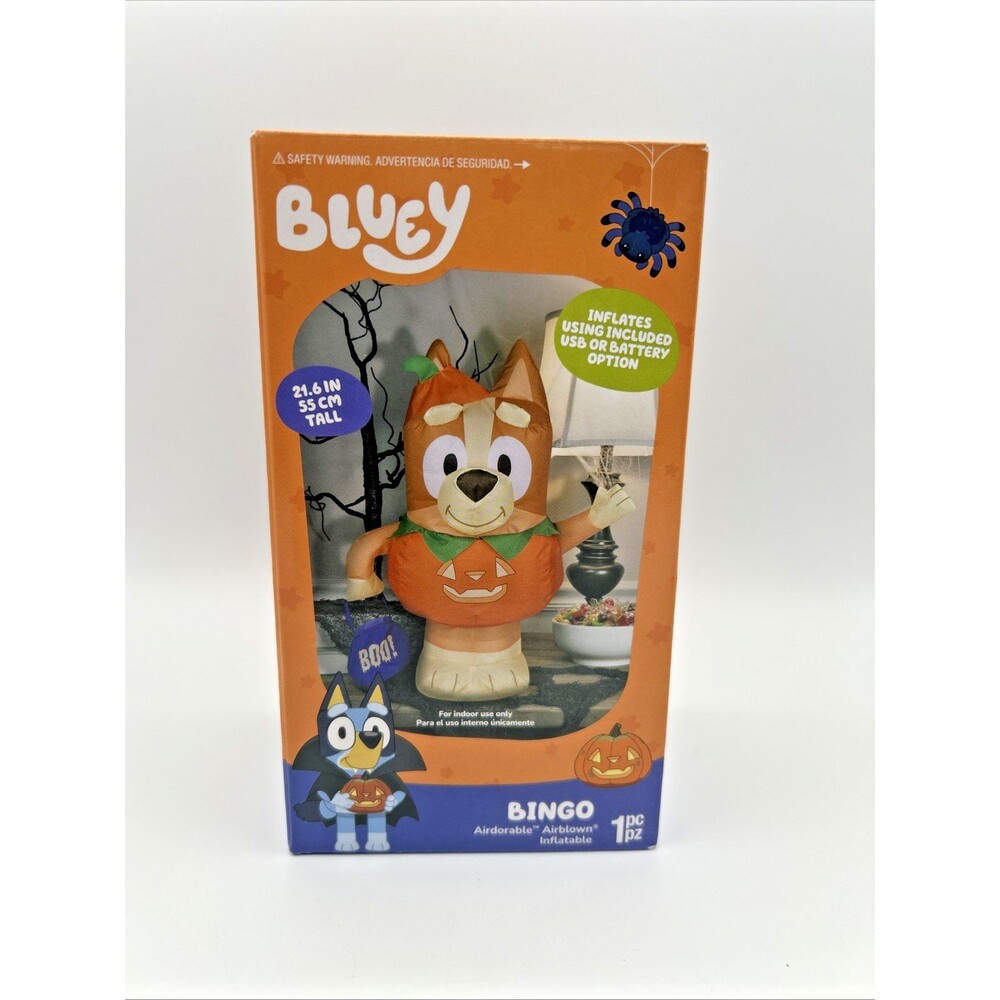 Gemmy Bluey BINGO Pumpkin Costume Indoor Airblown Inflatable 21.6 in Tall NIB!